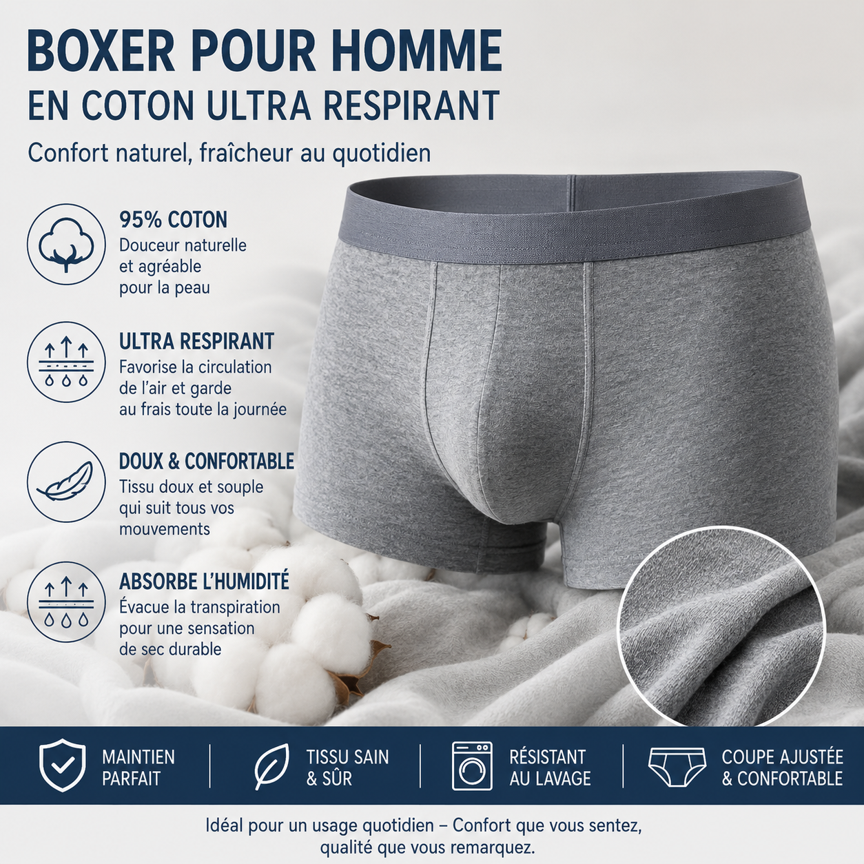 Boxer en  coton tricoté Premium